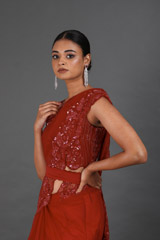 Red Two Tier Glass Bead Embroidered Sareeuntitled (4 of 9)